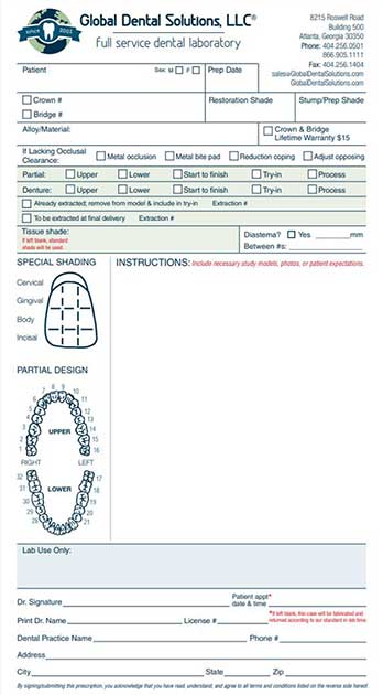 Printable RX Form - Global Dental Solutions